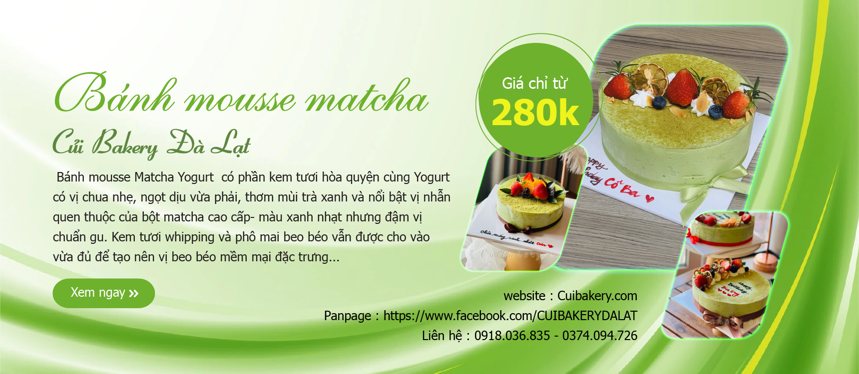 Bánh  Mousse Matcha yogurt