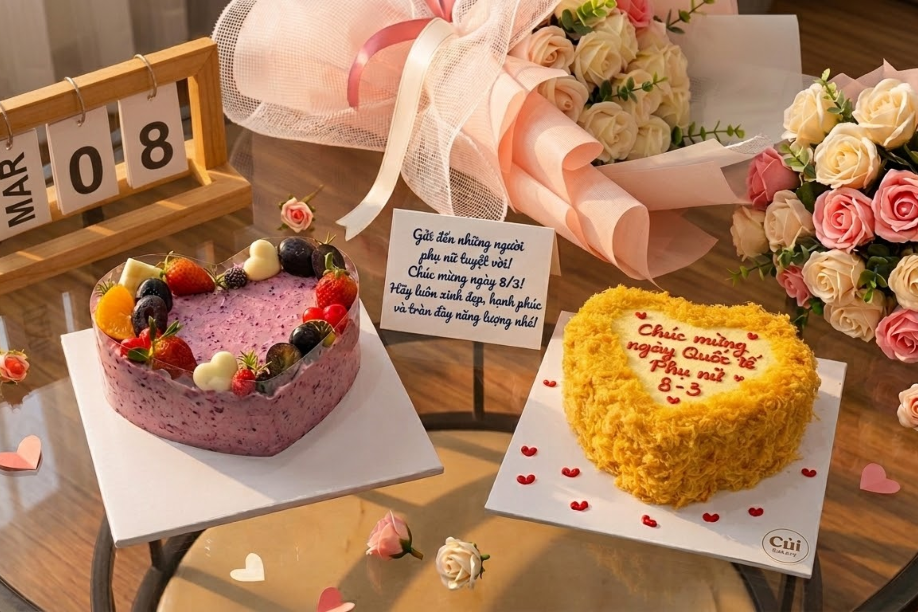 Mẫu Bánh Kem 8/3 Đẹp & Ý Nghĩa Tại Củi Bakery | Bánh Mix Vị, Bông Lan Trứng Muối