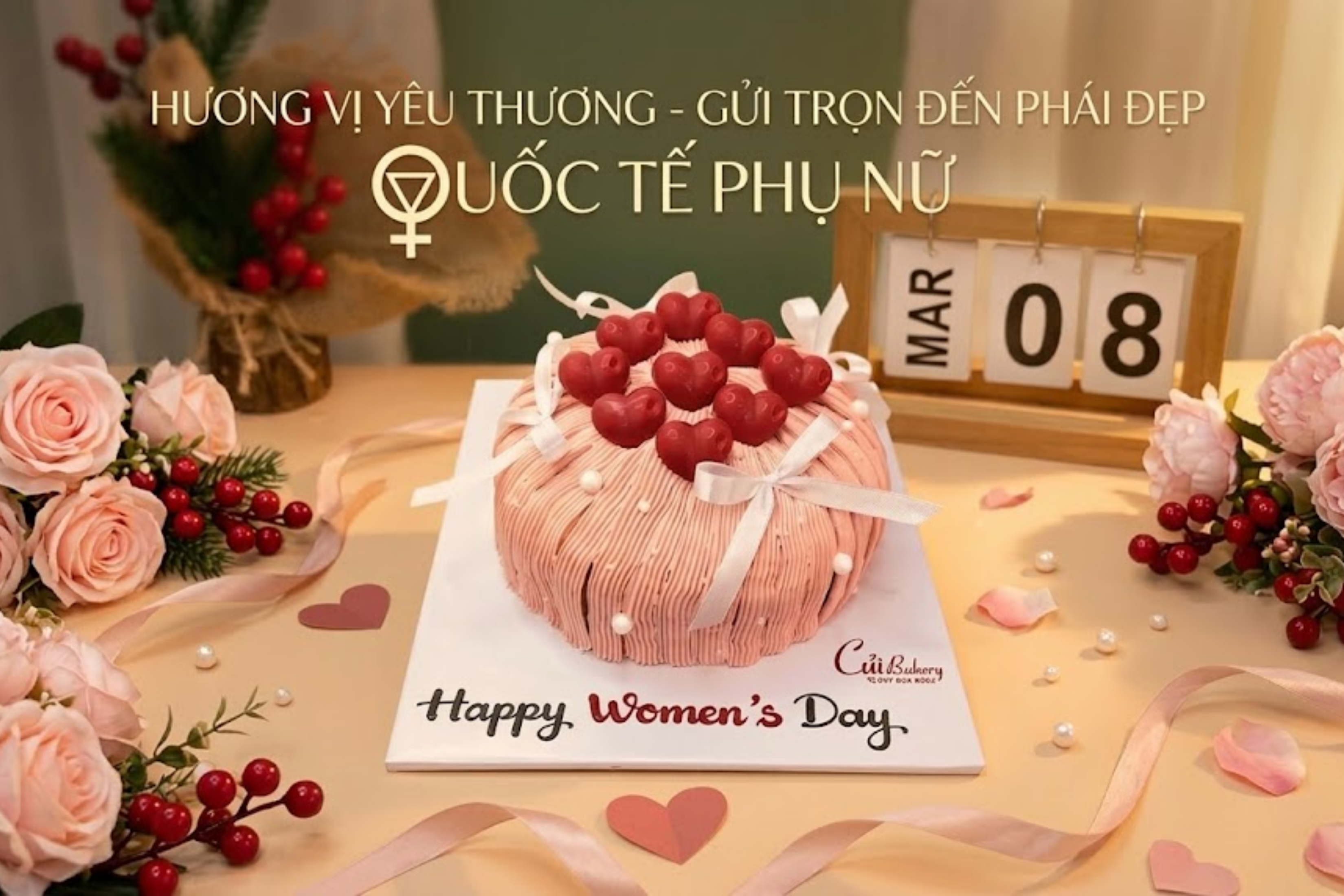 Tiệm bánh kem ngon Đà Lạt: Bộ sưu tập bánh 8/3 độc bản tại Củi Bakery