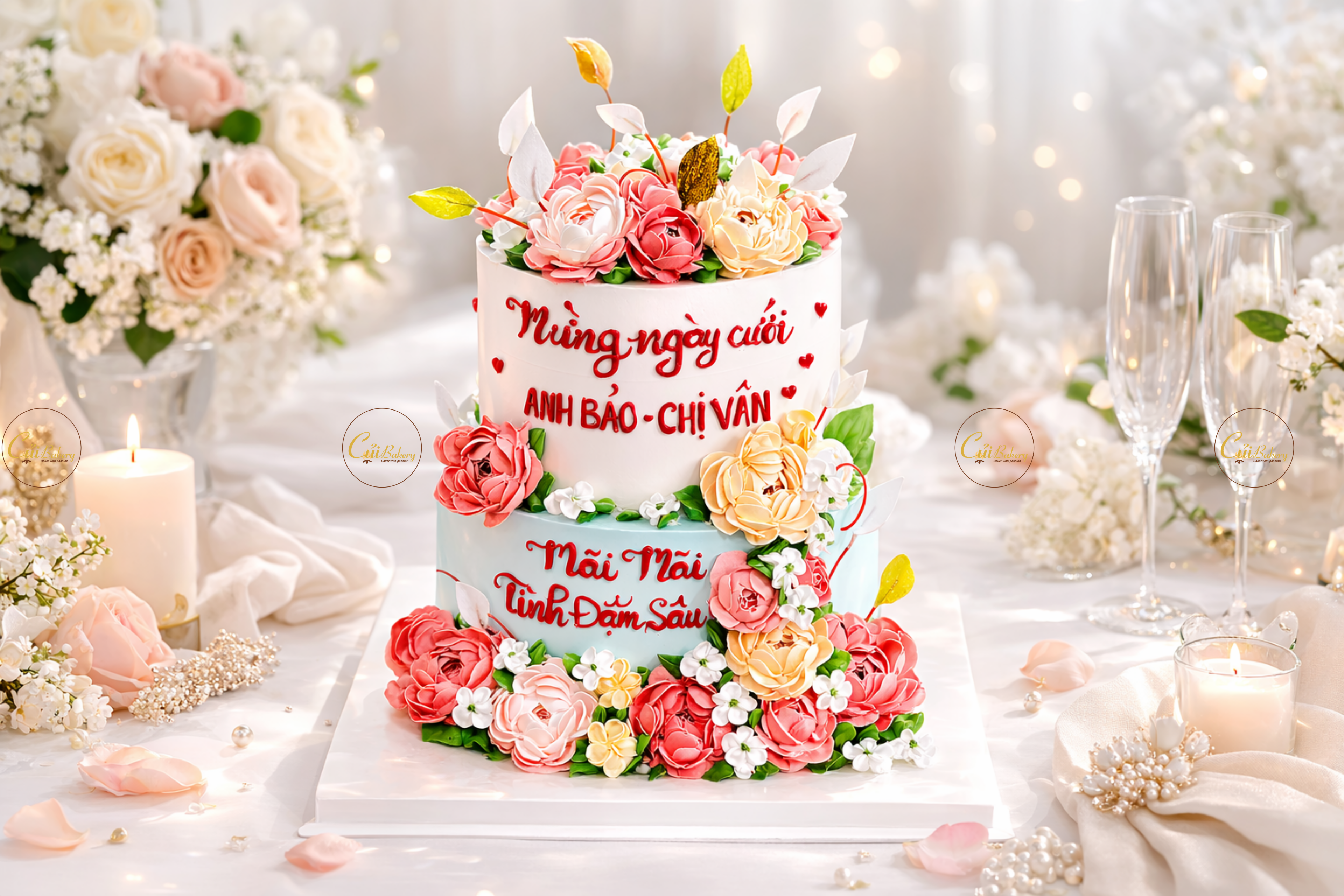 Bánh kem kỷ niệm ngày cưới tại Đà Lạt - Mẫu mã tinh tế, Freeship
