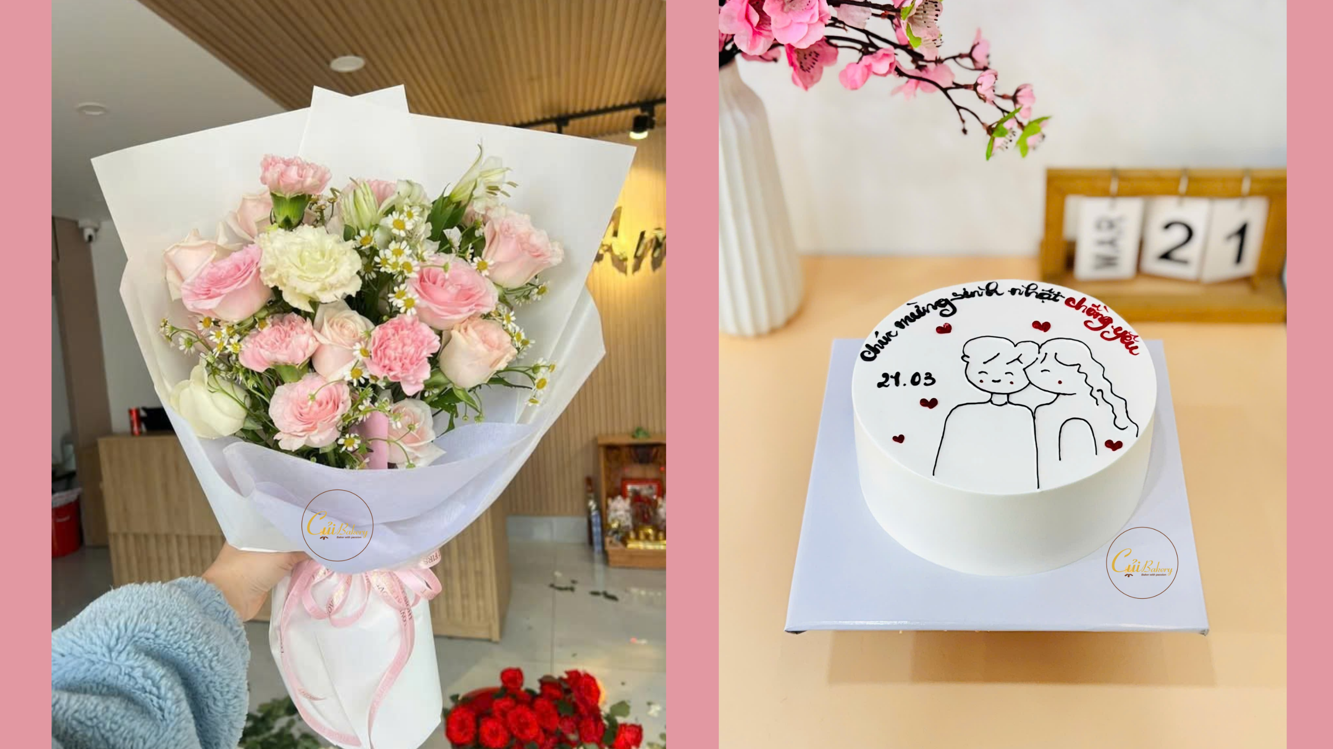 Combo Bánh Và Hoa Đà Lạt - Set Quà Tặng Ý Nghĩa Tại Củi Bakery