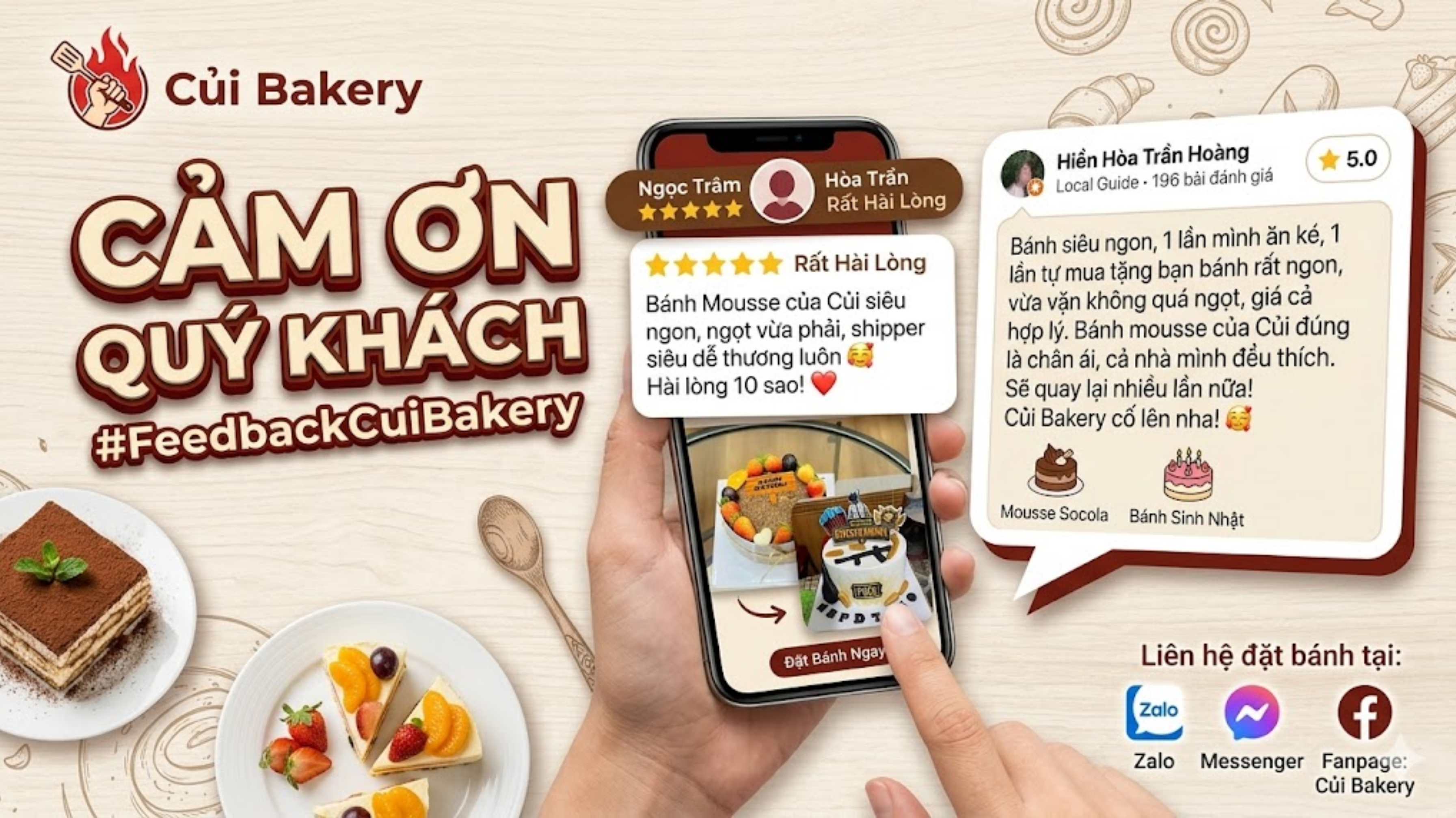Tổng Hợp Feedback Khách Hàng & Mẫu Bánh Hot Nhất | Củi Bakery